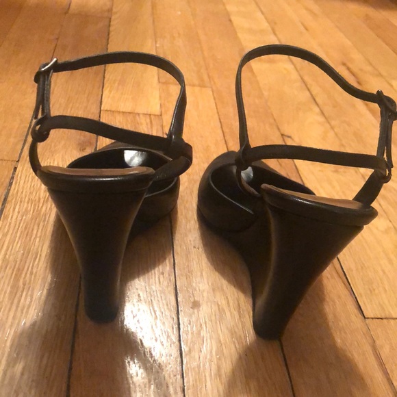 Balenciaga | Black Leather Peep Toe Wedges | EU size 37.5 - Picture 5 of 6